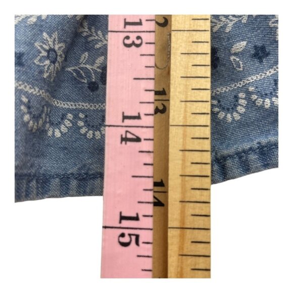 Baby Bgosh Shirt 2T Blue Denim Eyelet Embroidered Sleeveless Ruffle Toddler - Picture 4 of 8